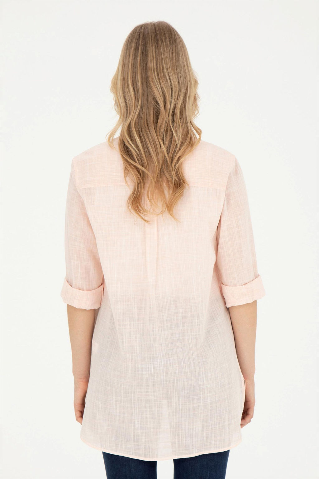 Женская рубашка лососевого цвета с длинным рукавом - U.s. polo assn фото 5