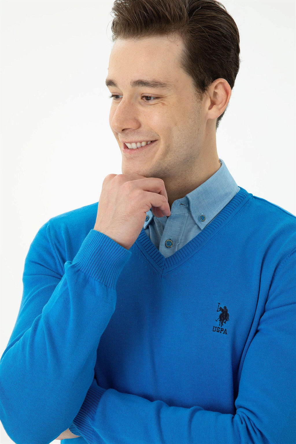 U. S. Polo Assn / Мужской кобальтово-синий базовый свитер - U.s. polo assn фото 2