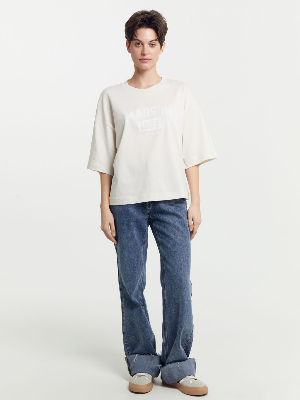 Футболка женская бежевая с печатью белый песок +печать 112769 - Mark formelle фото 6