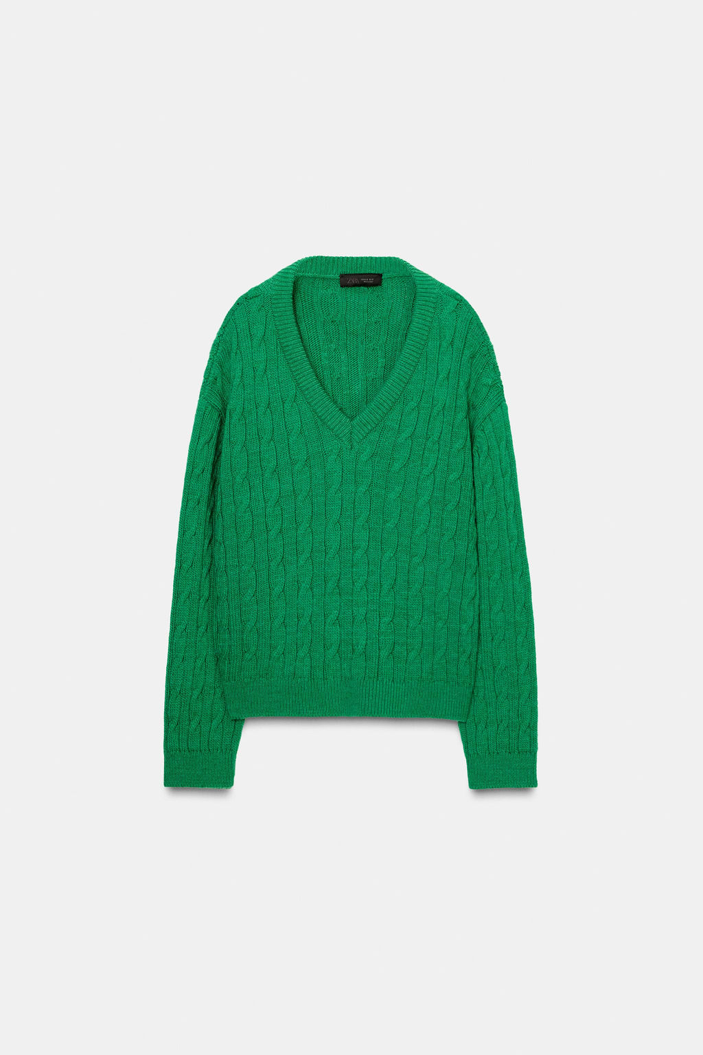 V-NECK CABLE-KNIT JUMPER - Zara фото 12