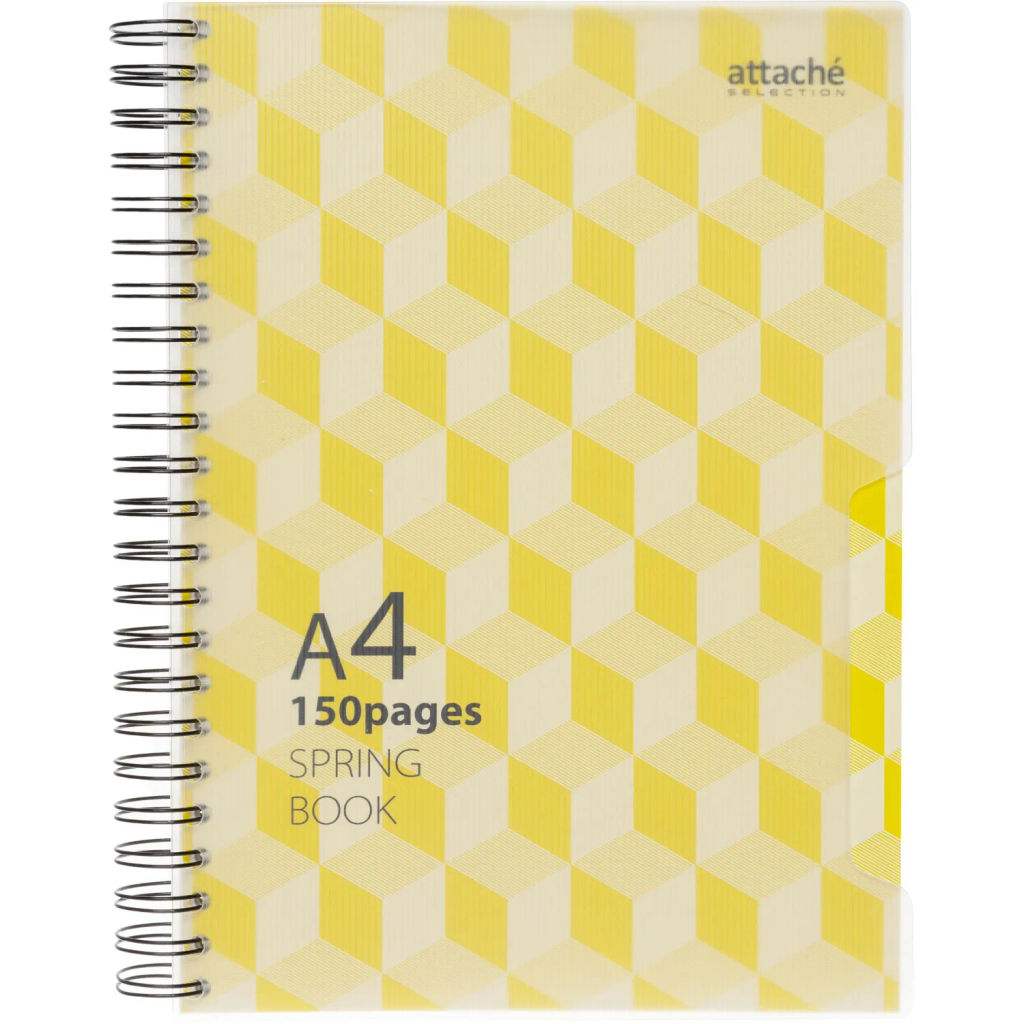 Бизнес-тетрадь А4,150л,кл,плас.спир.Attache Selection SPRING BOOK жел 84232  фото 2