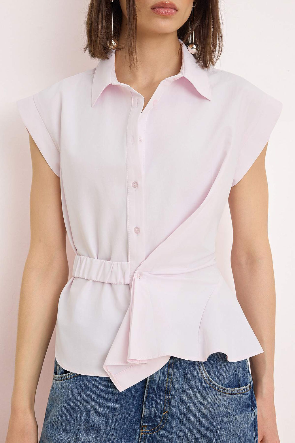 Kahverengi Asimetrik Kapamal? Bedene Oturan Gomlek TWOSS26GO00111 - Trendyolmilla фото 8