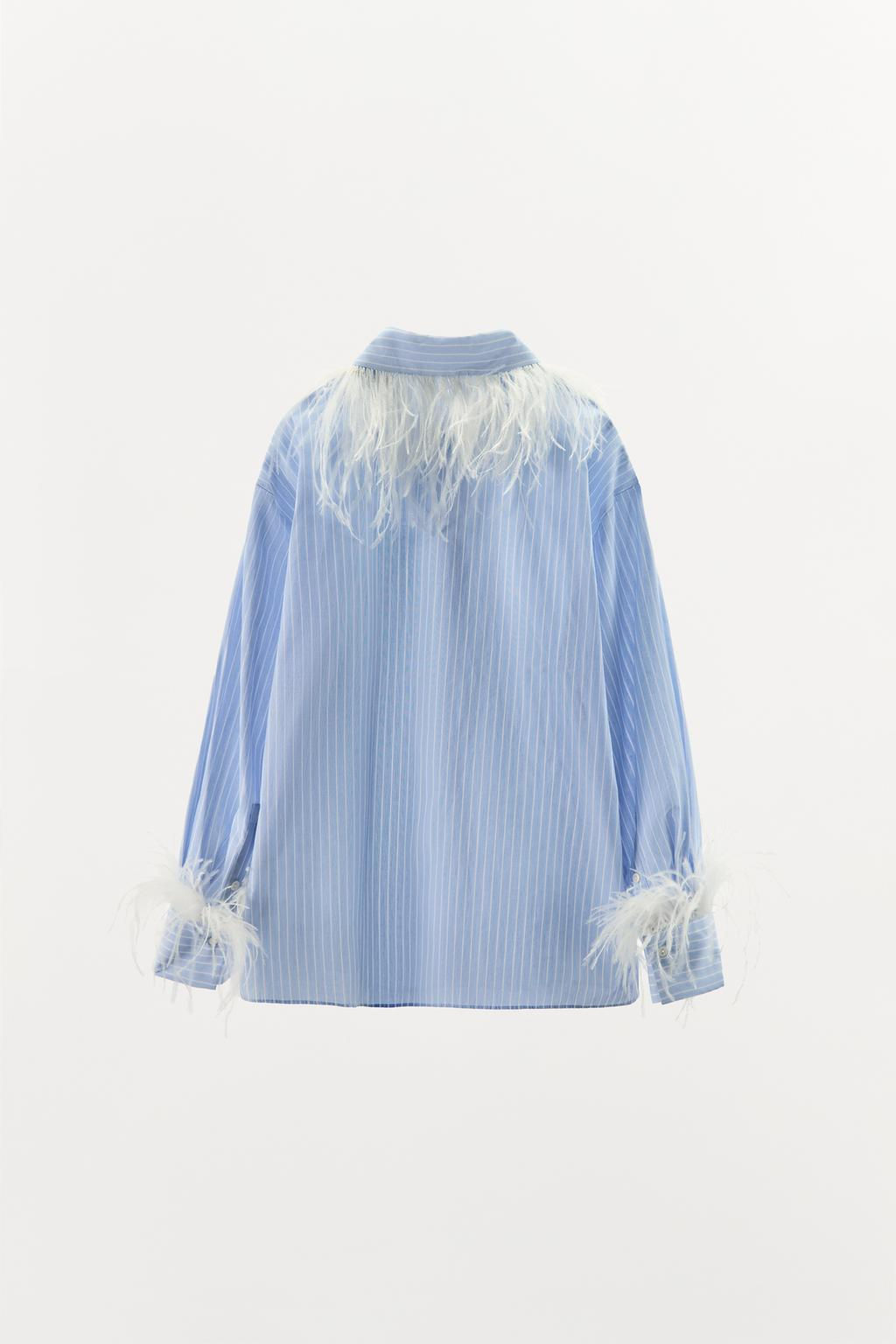 STRIPED FEATHER SHIRT - Zara фото 7