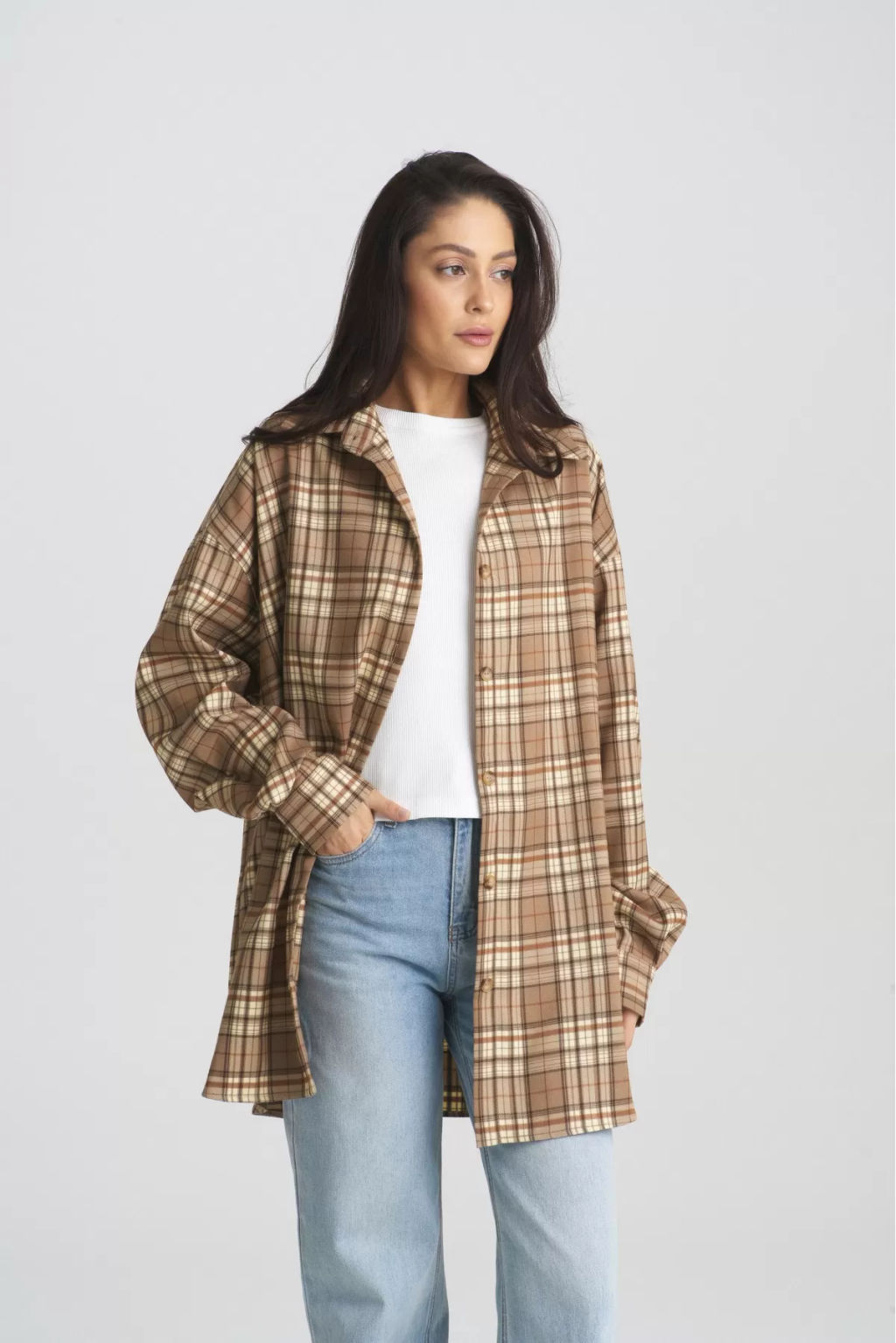 Рубашка в клетку Beige - Erist store фото 3