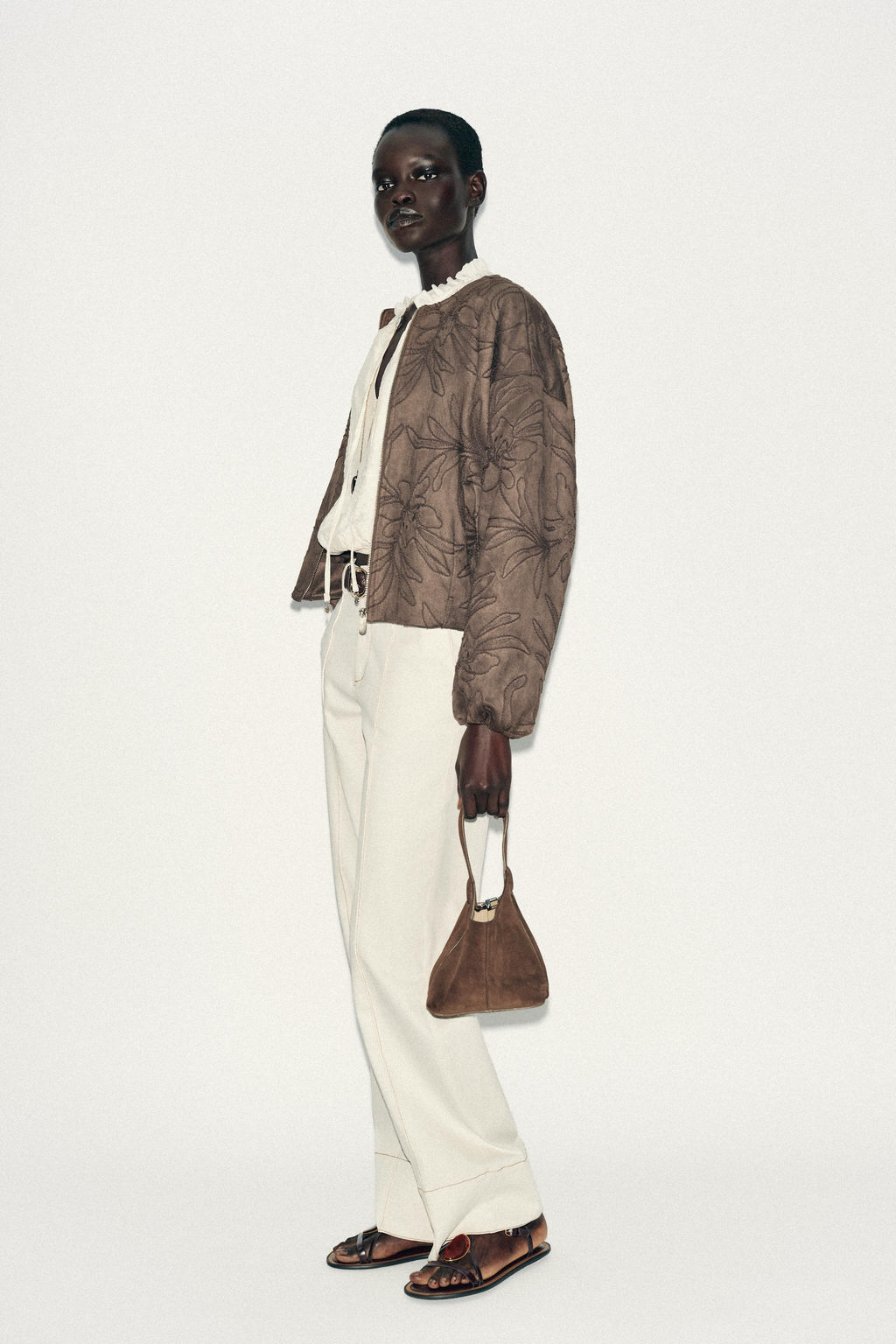 EMBROIDERED FAUX SUEDE BOMBER JACKET - Zara фото 3