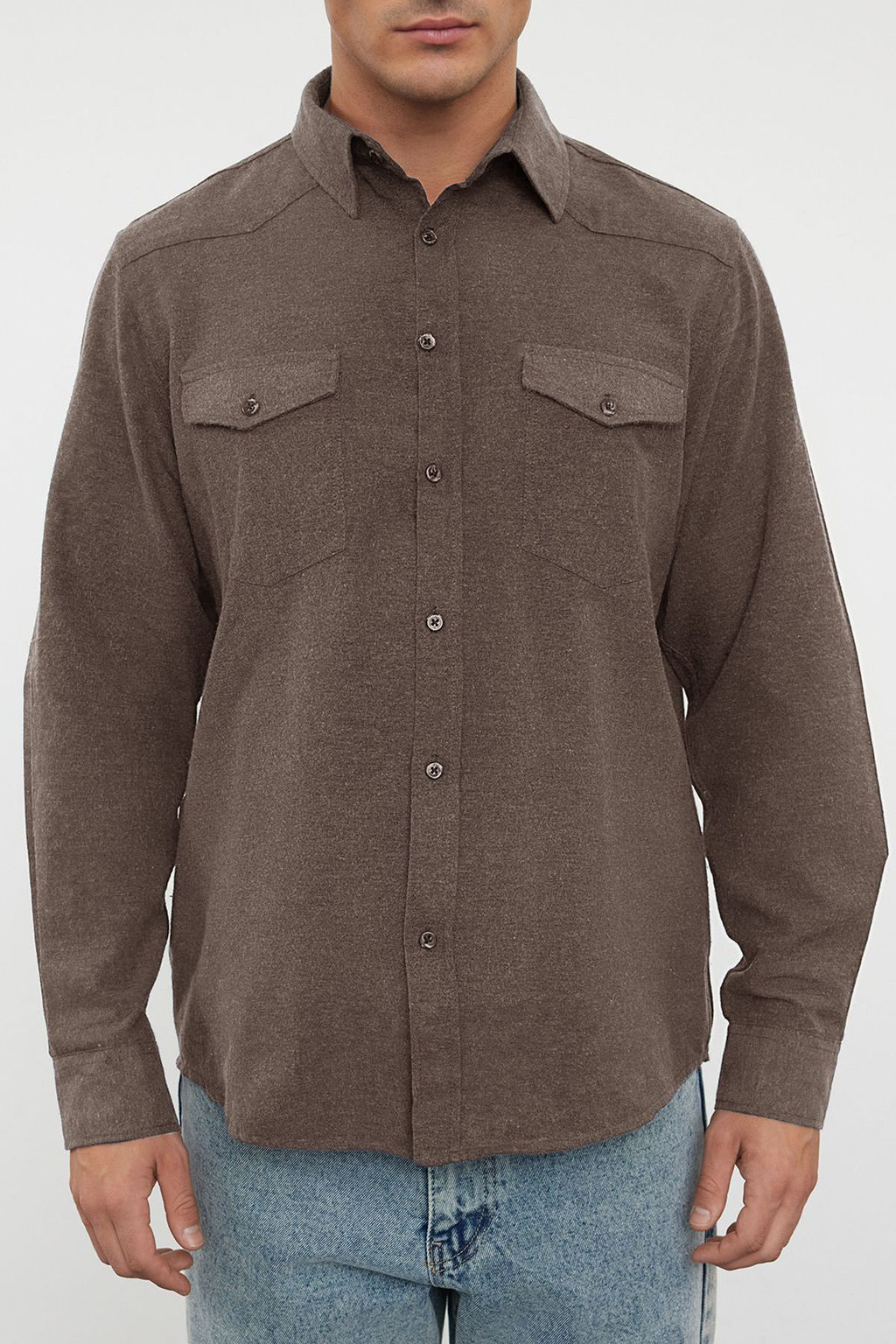 TRENDYOL MAN Haki Regular Fit Cepli Flanel K?sl?k Oduncu Ceket Gomlek TMNAW25GO00000 - Trendyolmilla фото 3