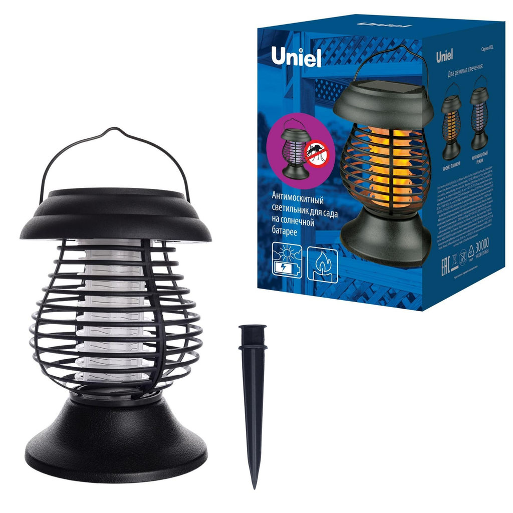 USL-F-300/PМ310 BUG ZAPPER Садовый светильник на солнечной батарее. 13 светодиодов. Эффект пламени и антимоскитный режим . 1*АА Ni-Mh аккумулятор в/к. IP44. TM Uniel. - Volpe фото 13