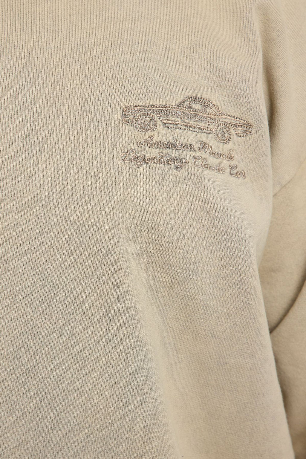 Bej Oversize/Genis Kesim Eskitme/Soluk Efektli Nak?sl? Sweatshirt TMNAW25SW00170