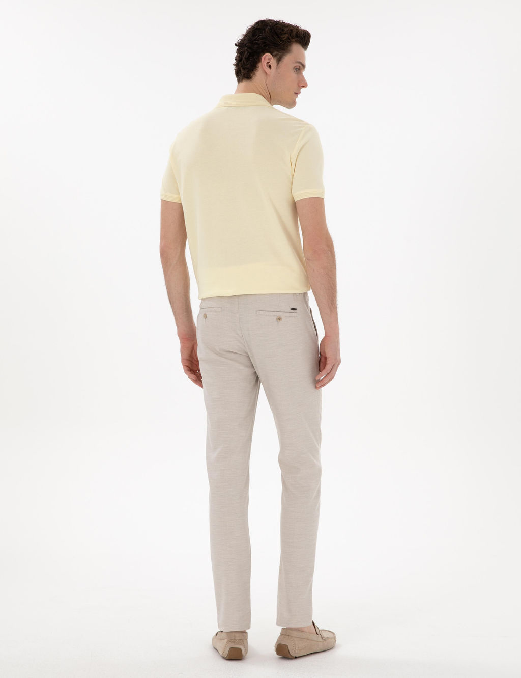 Bej Slim Fit Kanvas Pantolon