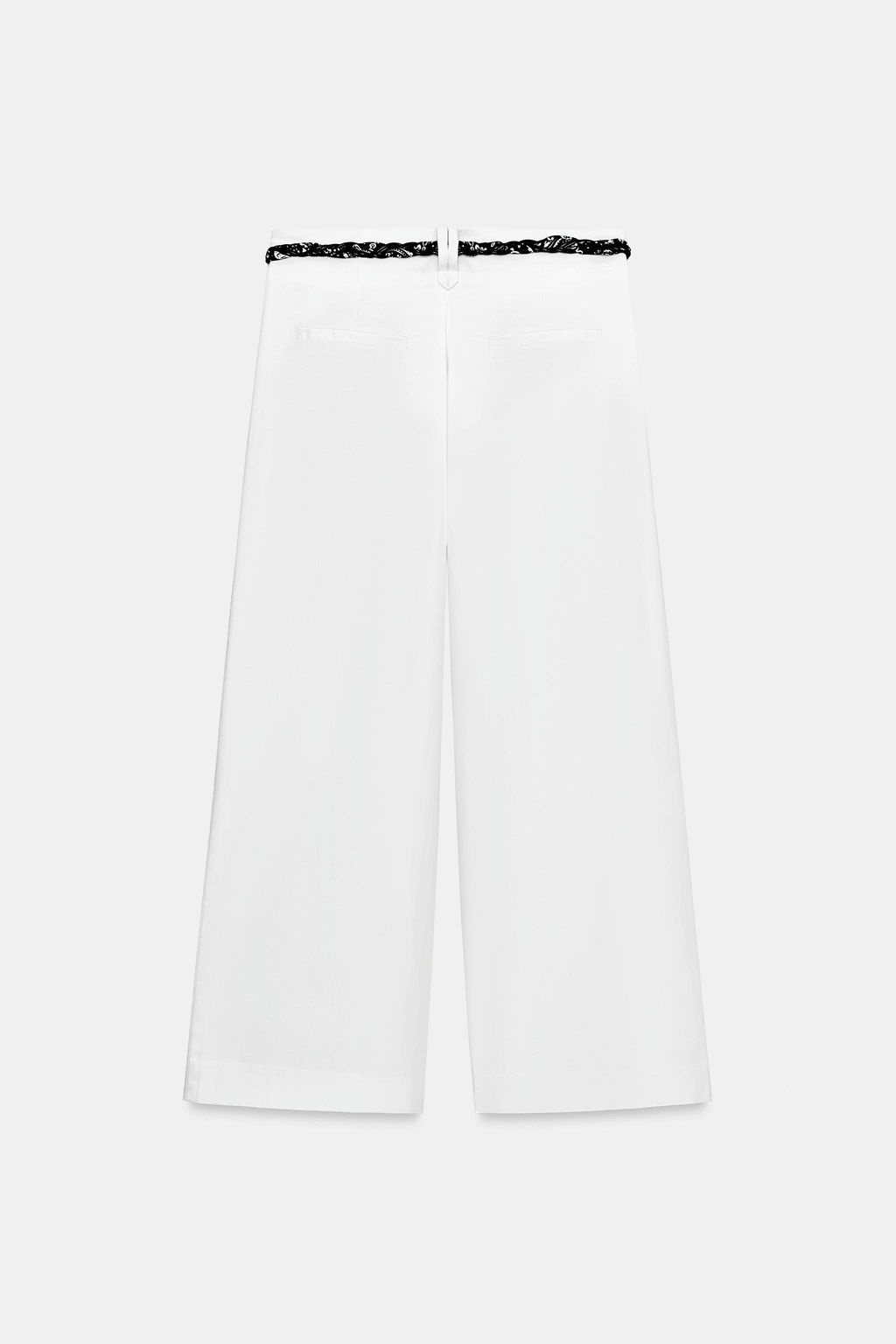 PANTAL?N POPEL?N CINTUR?N PA?UELO / Blanco - Zara фото 3