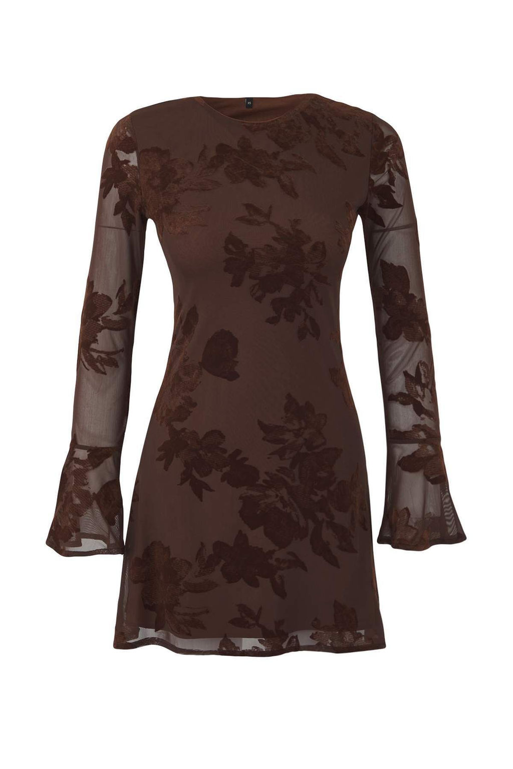 Cok Renkli Flok Bask?l? Bodycon Mini Tul Flare Kollu Astarl? Esnek Orme Elbise TWOAW26EL00029 - Trendyolmilla фото 5