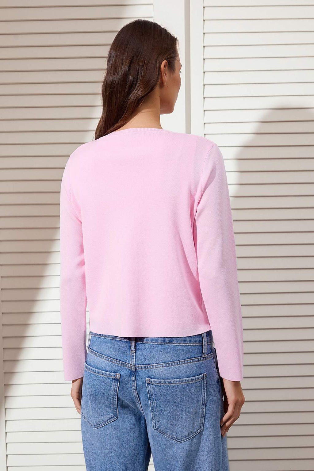 Pembe Kabar?k Cizgi Detayl? H?rka-Bluz Triko H?rka TWOSS26HI00002 - Trendyolmilla фото 7