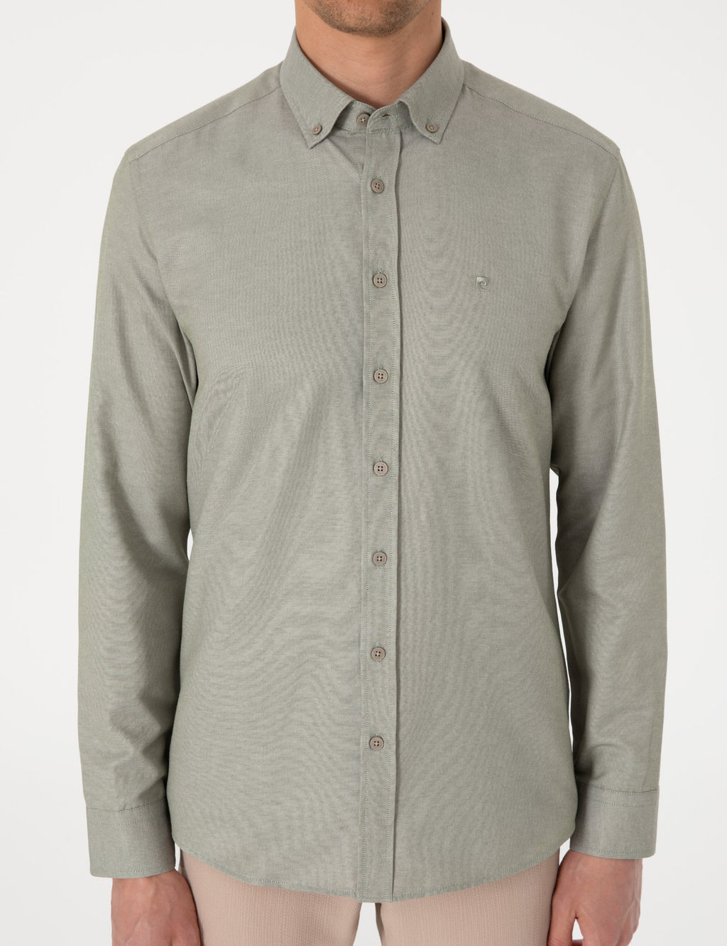 Haki Oxford Slim Fit Kolay _t_lenebilir G_mlek