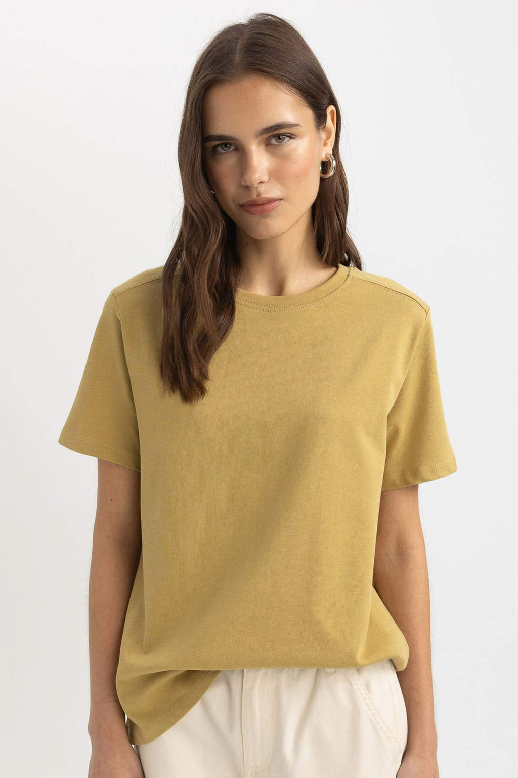 Regular Fit Bisiklet Yaka Premium Basic Duz K?sa Kollu Tisort - Defacto фото 5