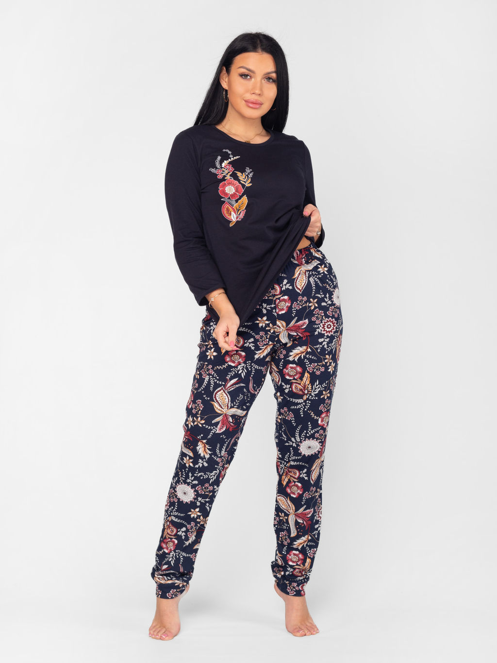 Пижама женская кулирка с брюками "ФИБИ" ЧЕРНИЛО