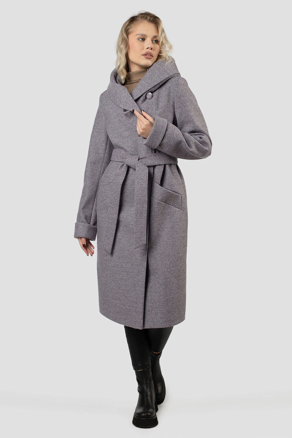 01-12058 Пальто женское демисезонное (пояс)