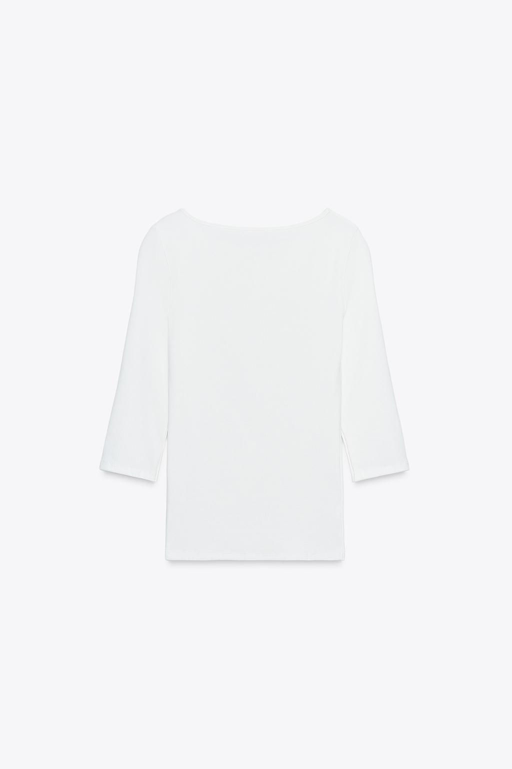 COTTON BOAT NECK T-SHIRT - Zara фото 24