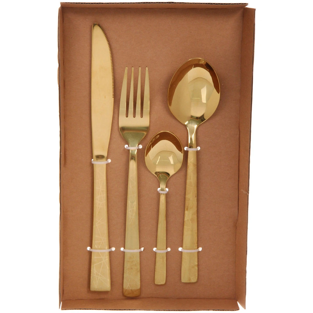 Набор столовых приборов "SANLI" 24шт (6ножей, 6вилок, 6ст.ложек, 6ч.ложек), цвет золото
