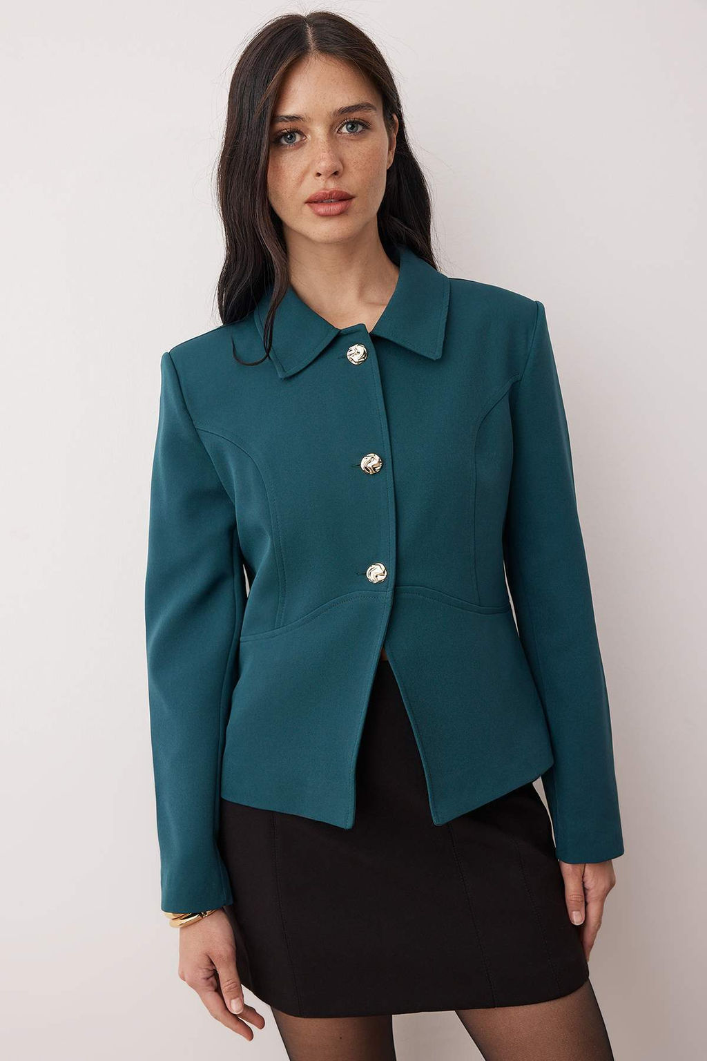 Petrol Dugme Aksesuarl? Dokuma Ceket TWOAW26CE00063