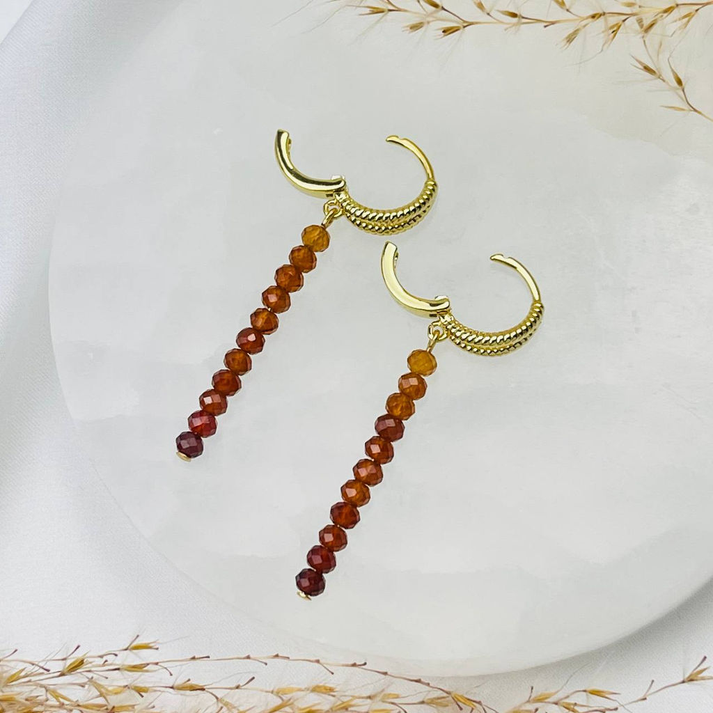 Серьги длинные из Граната Спессартин Градиент - Радуга самоцветов фото 3