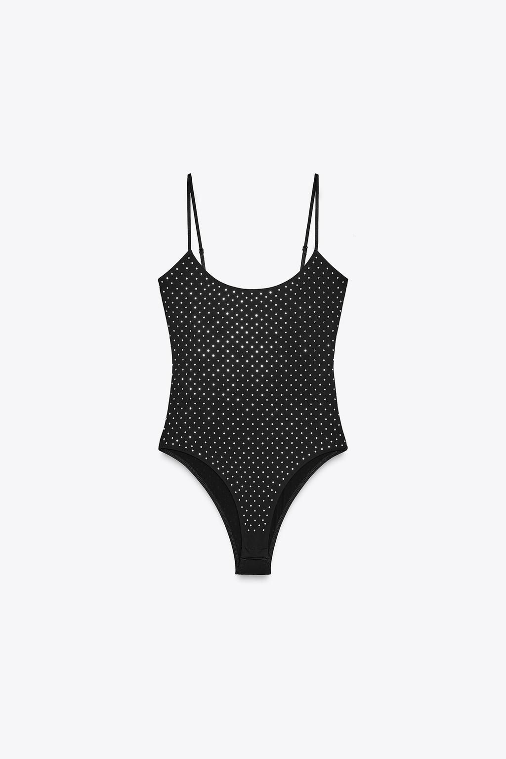 POLYAMIDE BODYSUIT WITH RHINESTONES - Zara фото 7