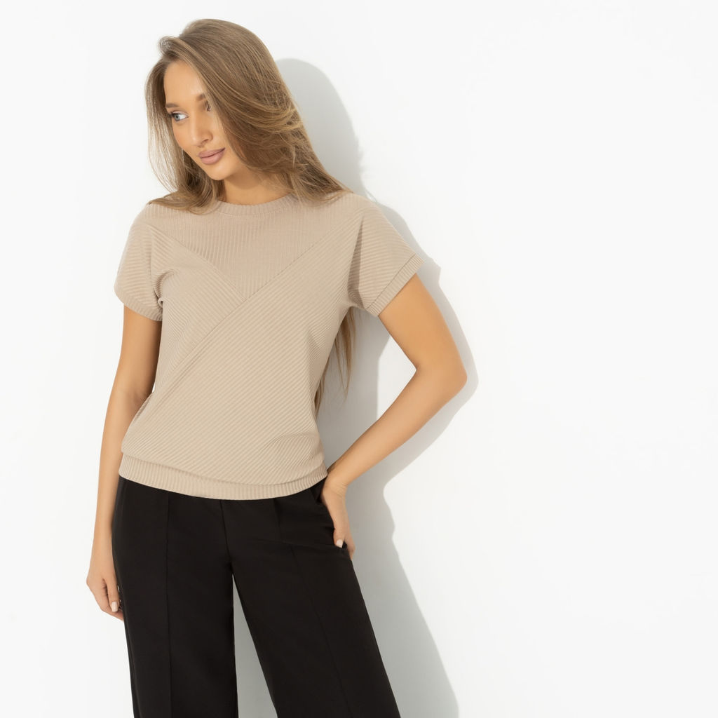 Футболка в рубчик, Искусство строить глазки (бежевый) - Charutti фото 2