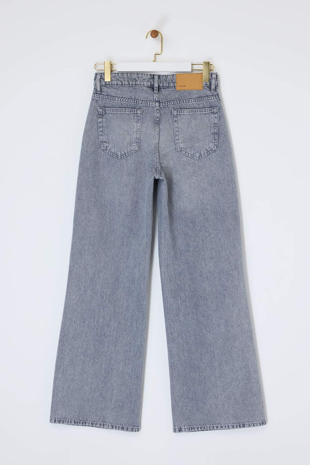 Premium Gri Ozel Kumas Normal Bel 100% Pamuk Wide Leg Genis Paca Jeans TWOSS26JE00156 - Trendyolmilla фото 6