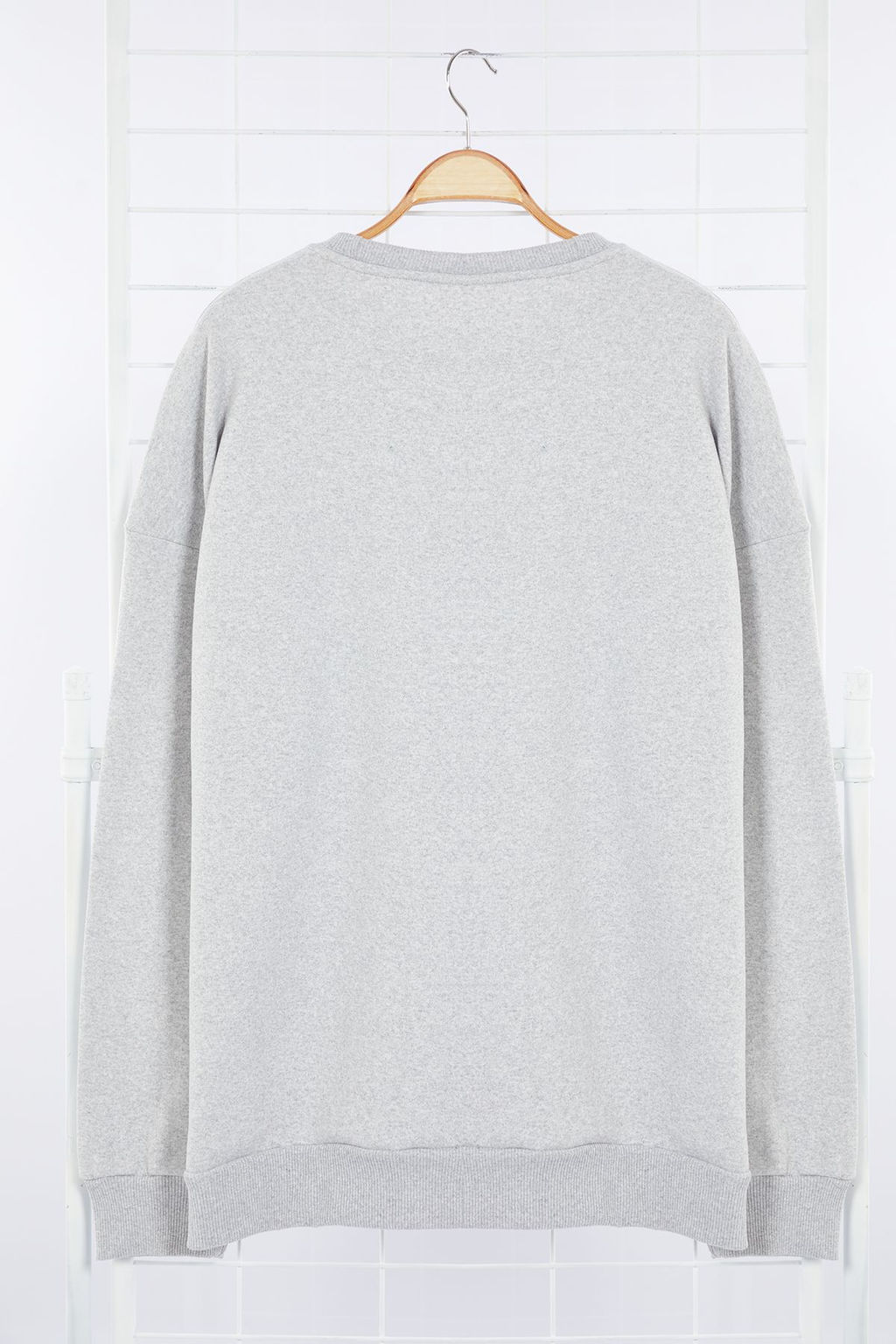 TRENDYOL MAN Antrasit MelanjOversize/Genis Kesim Bisiklet Yaka Yaz? Bask?l? Buyuk Beden Sweatshirt TMNAW25AO00019 - Trendyolmilla фото 7