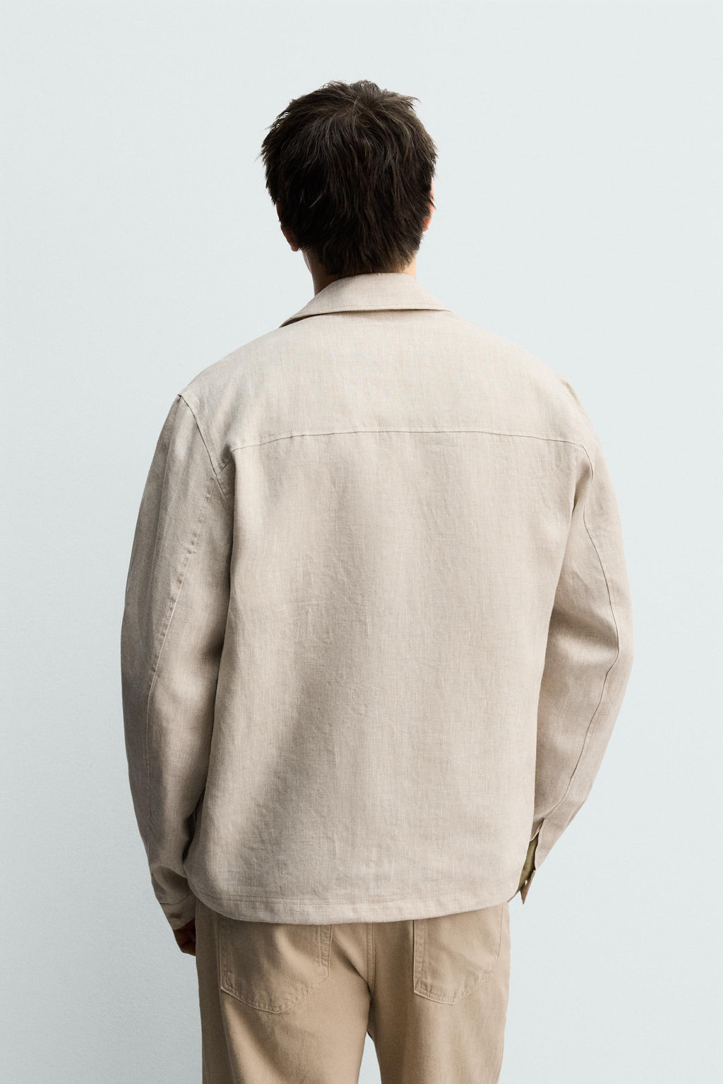 SOBRECAMISA 100% LINO CREMALLERA / Beige claro - Zara фото 3