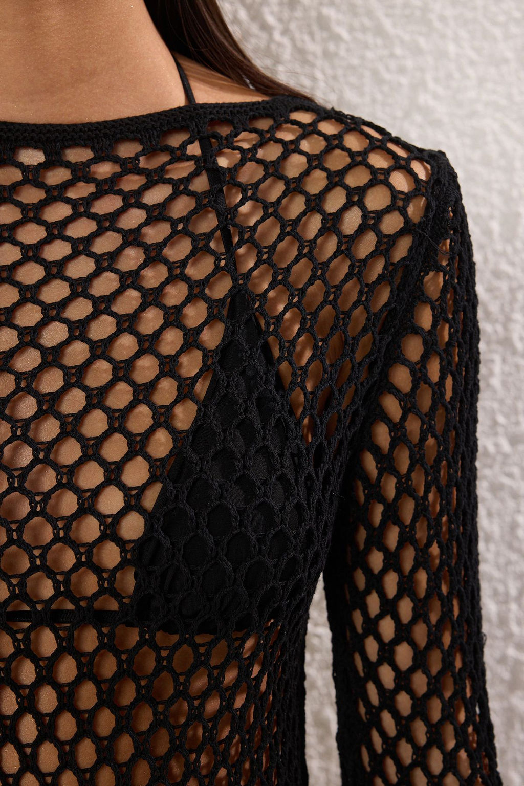 TRENDYOLMILLA Siyah Fitted Midi Triko Plaj Elbise TBESS25EL00124  фото 10