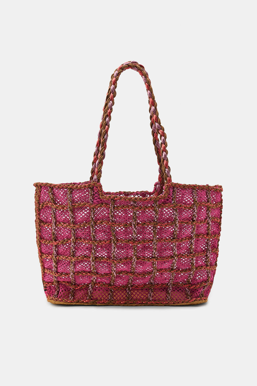 MAXI BOLSO COMBINADO TRENZADO / Fucsia - Zara фото 3