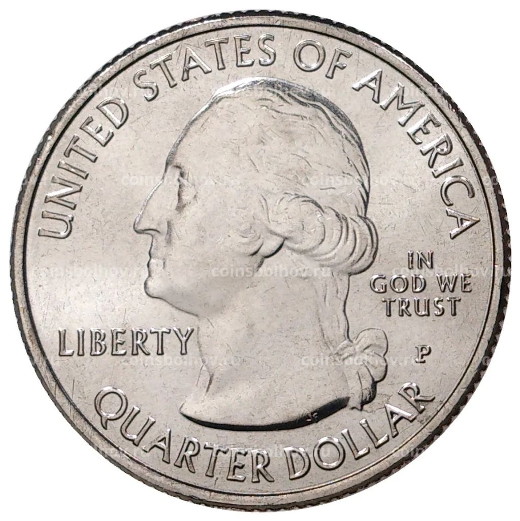 Монета 25 центов (1/4 доллара) 2020 года P США Национальные парки  №54 Национальный исторический парк Марш-Биллингс-Рокфеллер
