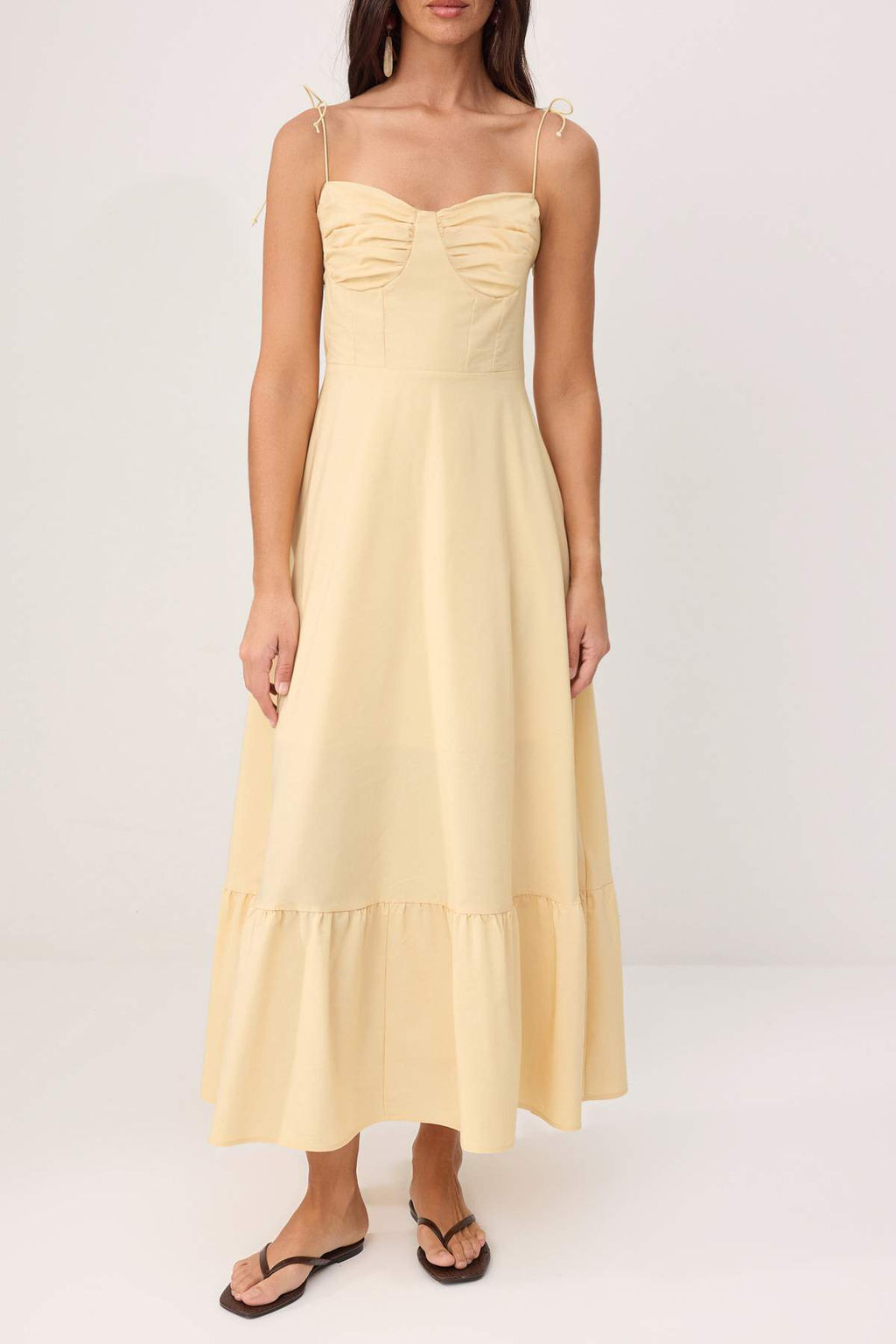 TRENDYOLMILLA Beyaz Drape Detayl? Dokuma Maxi Elbise TWOSS24EL01128  фото 31