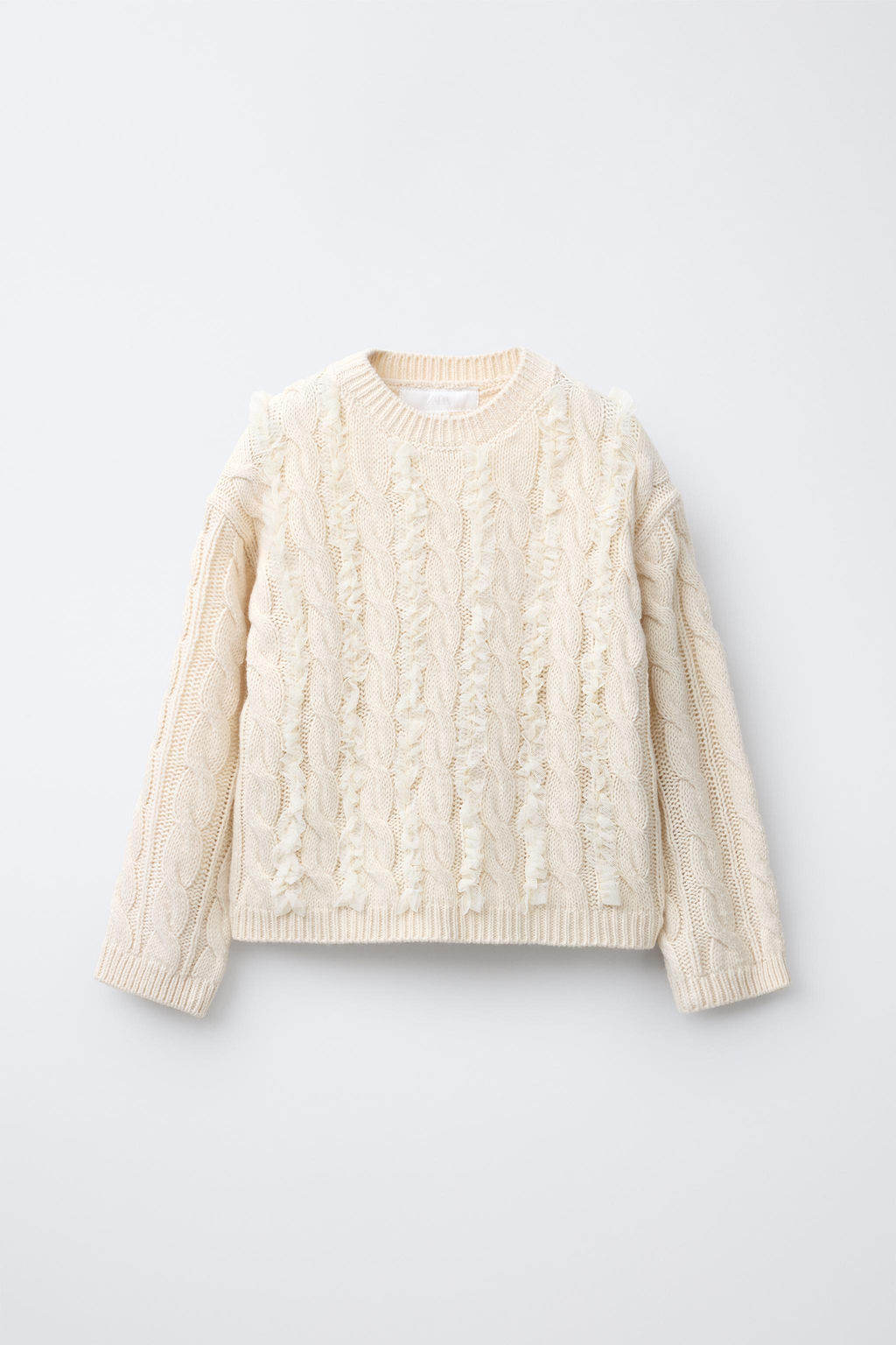 CABLE-KNIT TULLE SWEATER