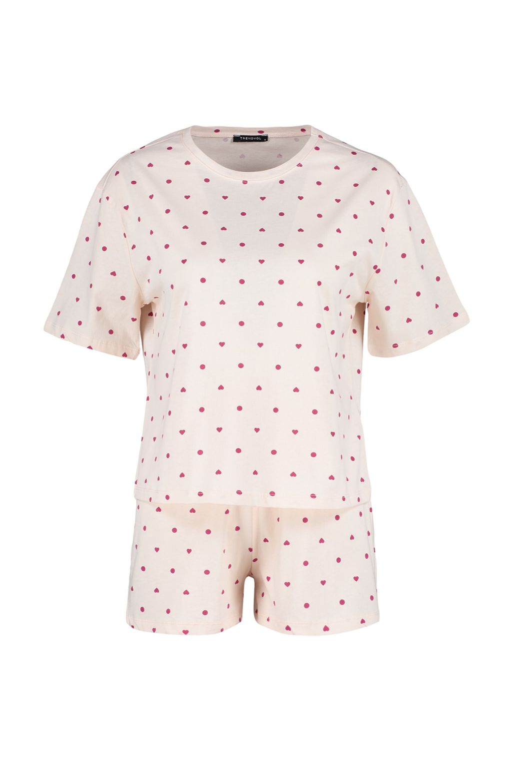 Trendyolmilla Beyaz %100 Pamuklu Puantiyeli ve Kalpli Sortlu Orme Pijama Tak?m? THMSS21PT1485 фото 15