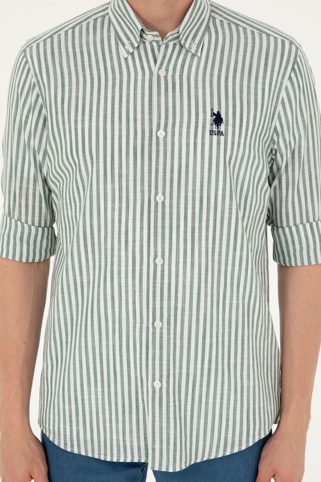 U. S. Polo Assn / Мужская рубашка цвета хаки с длинным рукавом - U.s. polo assn фото 6