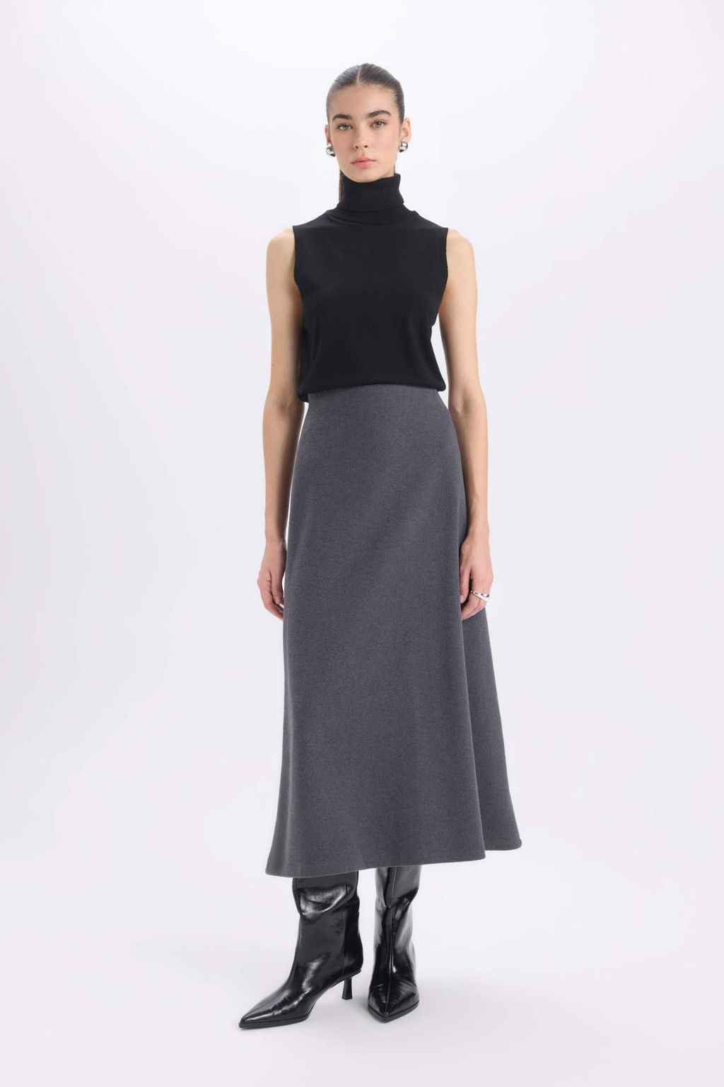 A Kesim Esnek Belli Basic Duz Normal Bel Maxi Etek - Defacto фото 2