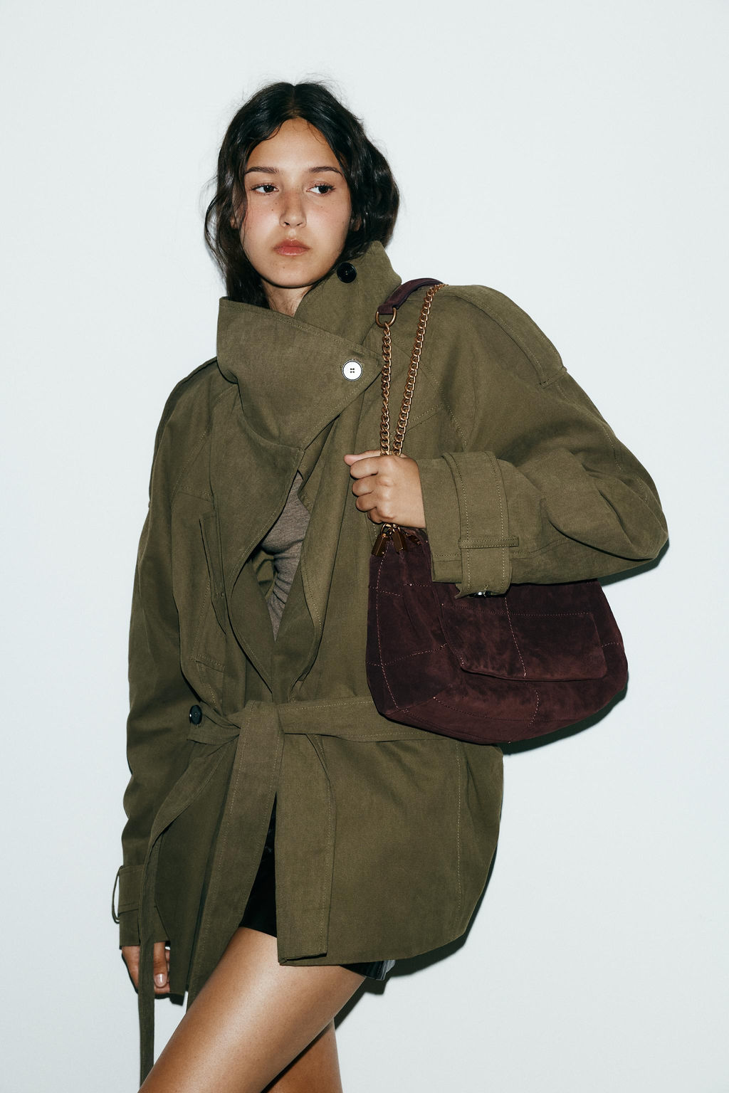 SPLIT SUEDE LEATHER SHOULDER BAG