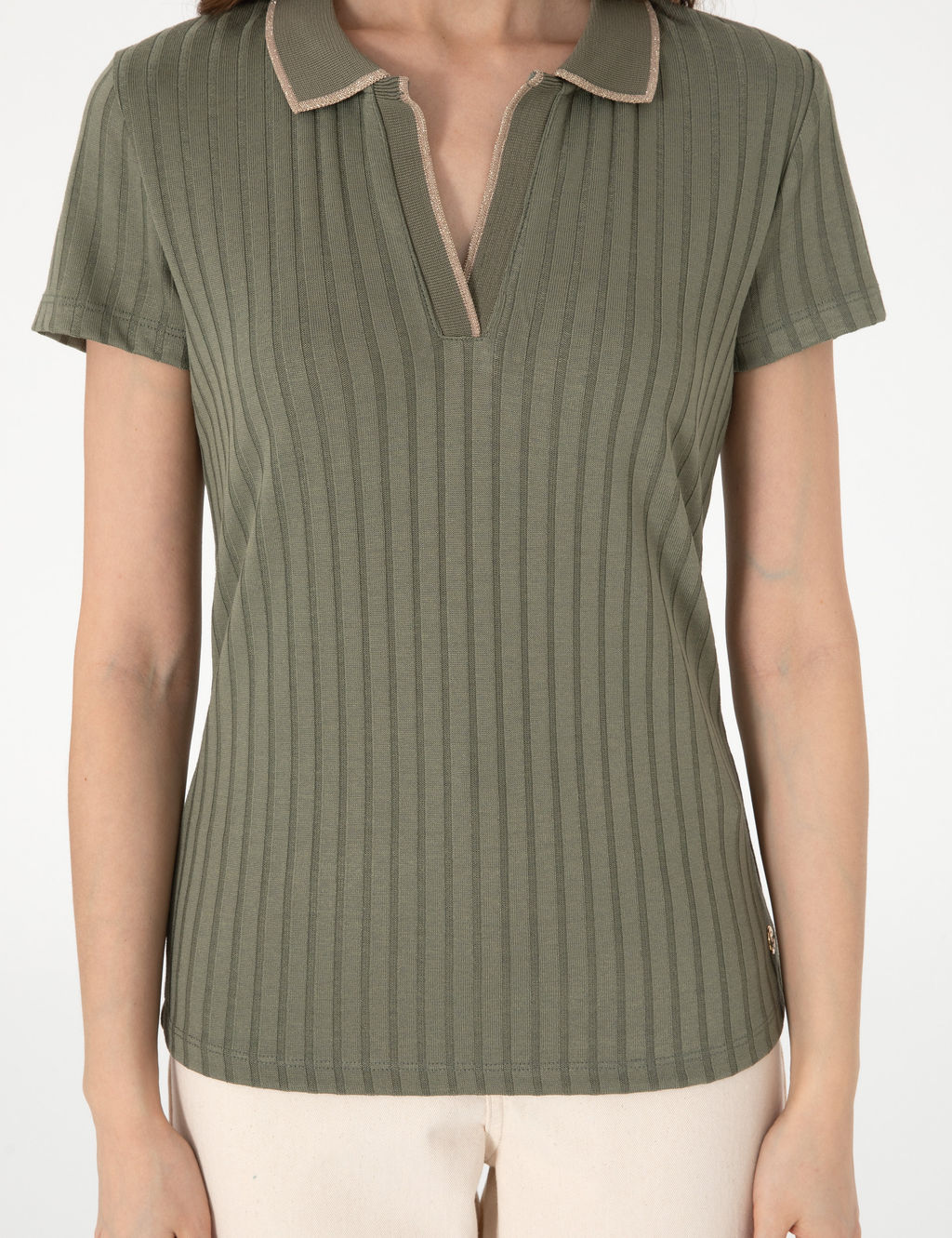 Haki Slim Fit Basic Ti__rt