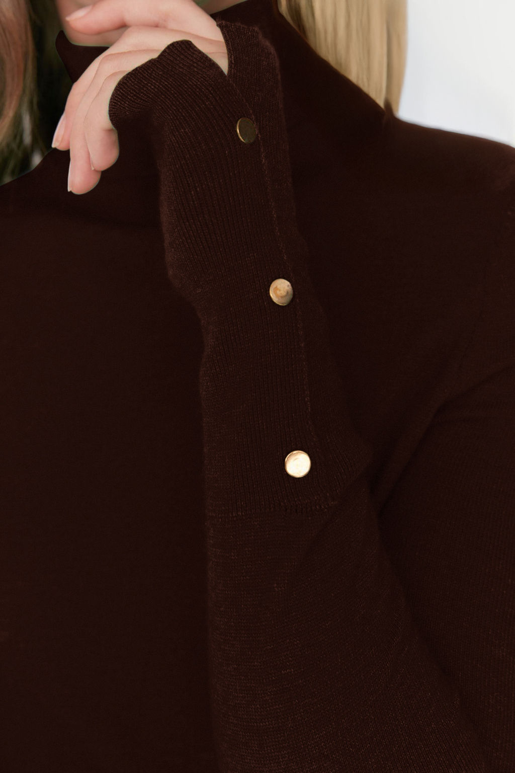 Kahverengi Merserize Gorunumlu Premium Iplik / Ozel Iplik Basic Triko Kazak TWOAW23KZ01514 - Trendyolmilla фото 4