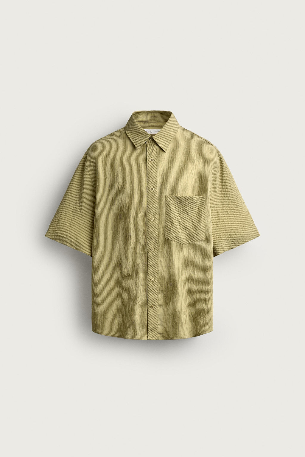 CAMISA BOXY FIT JACQUARD RAYAS / Amarillo - Zara фото 7