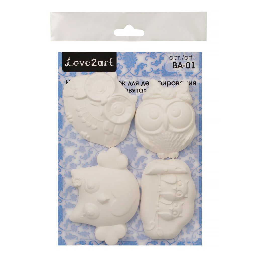 Заготовка для декорирования Love2art ВА-01 Набор заготовок для декорирования гипс 21 х 16 х 2 см 4 шт 2-й сорт Совята