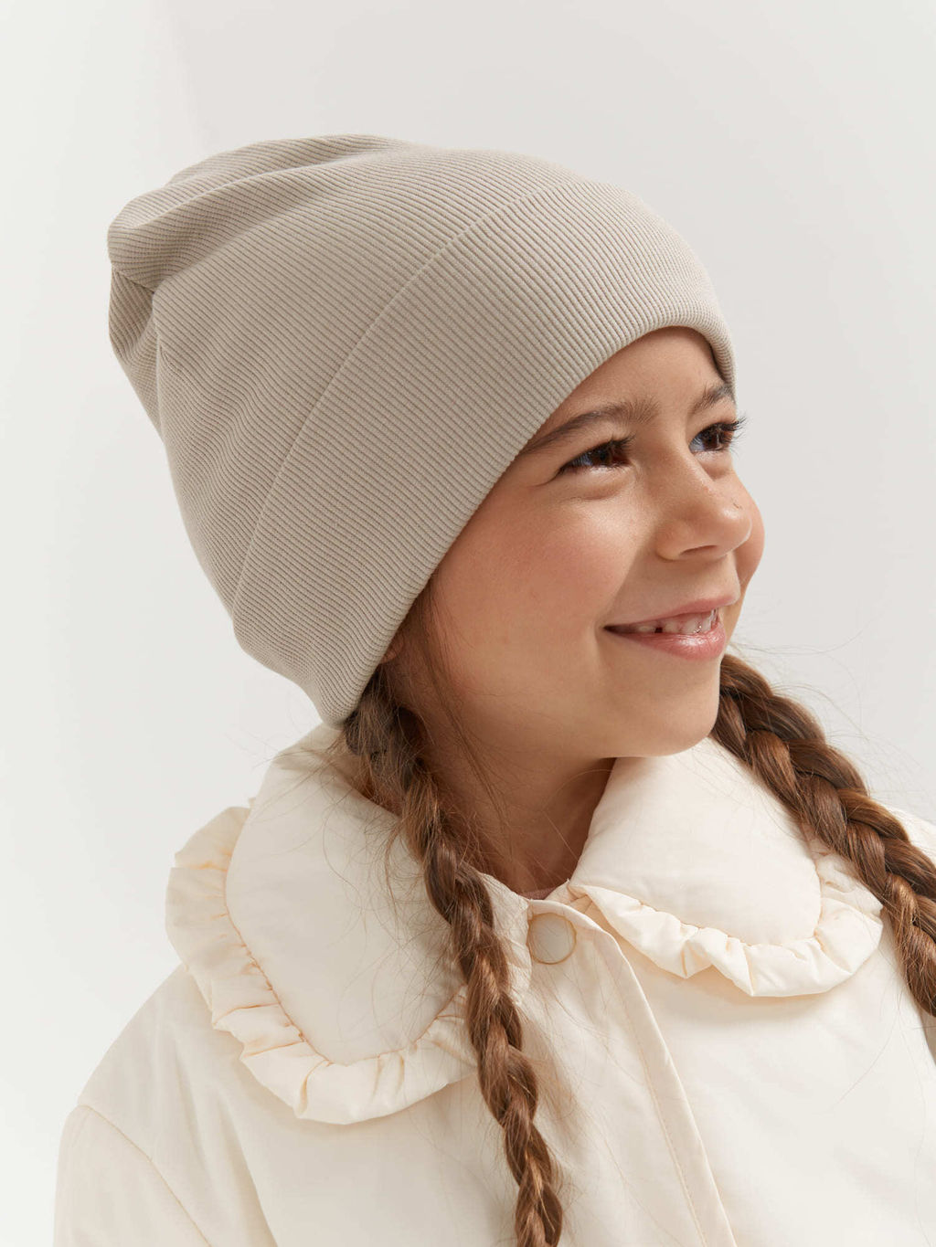 Шапка трикотажная двухслойная Какао - Bungly фото 6