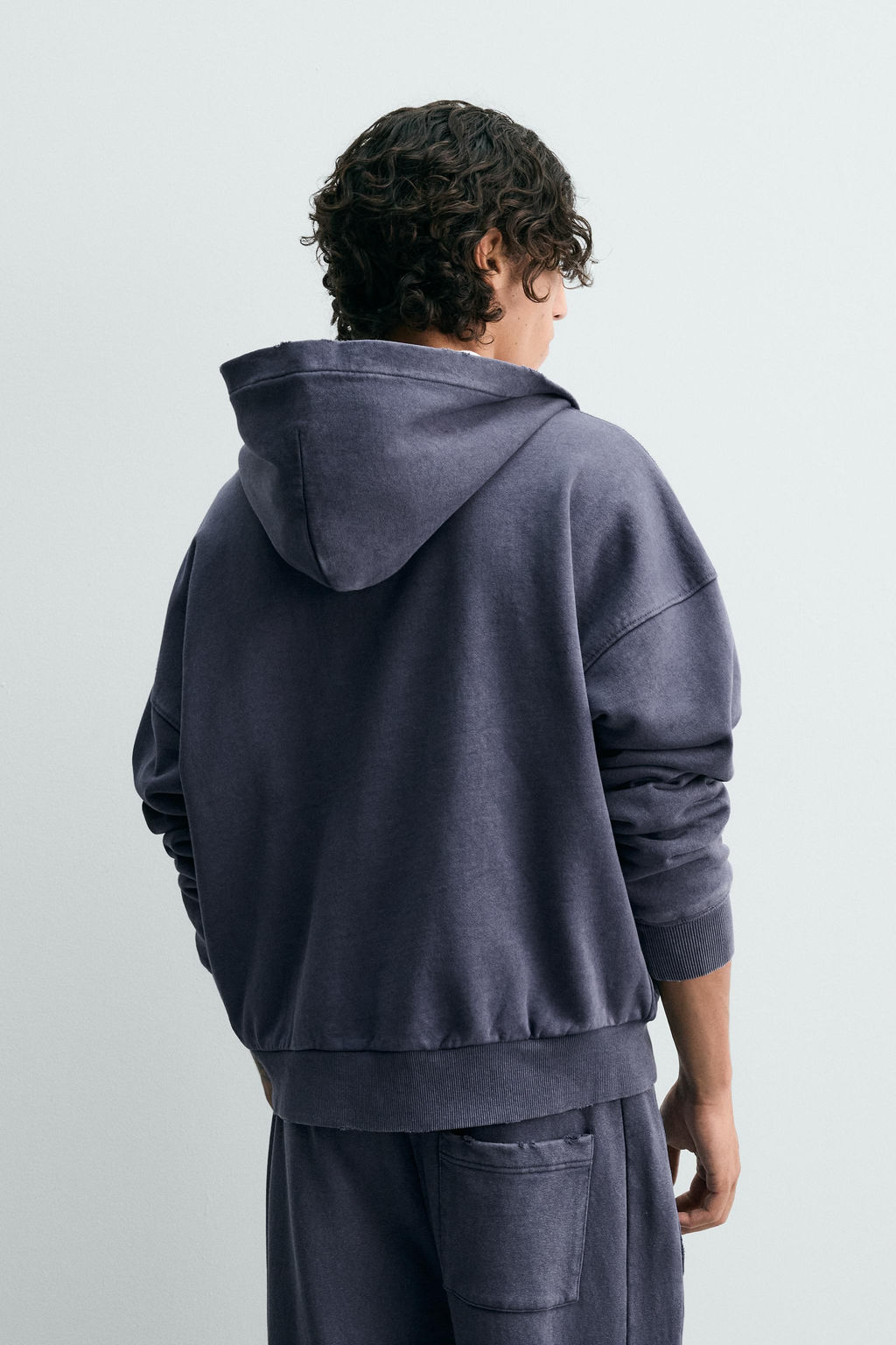SUDADERA COMBINADO WAFFLE CAPUCHA / Azul tinta