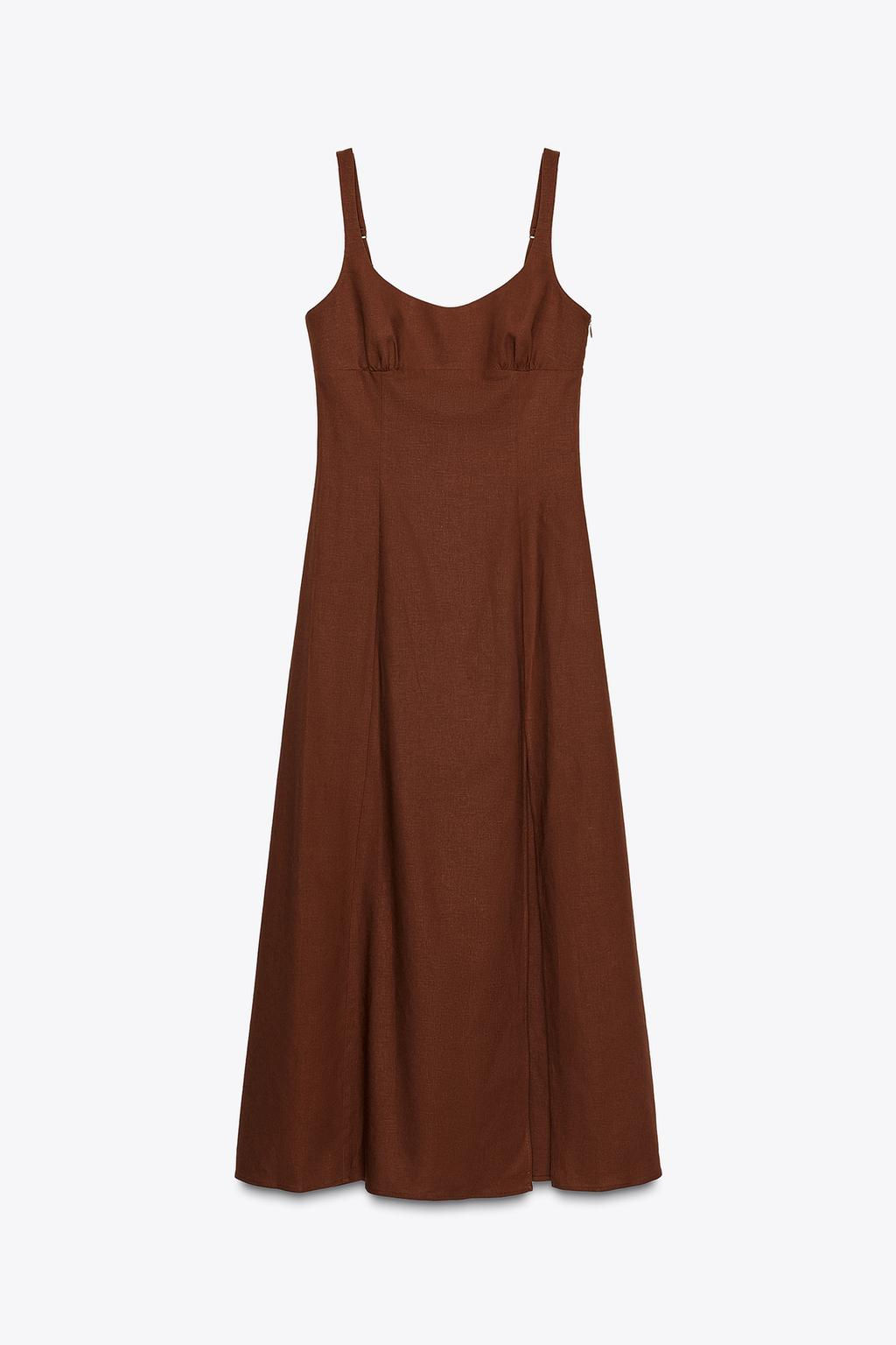 LINEN BLEND MIDI DRESS - Zara фото 7