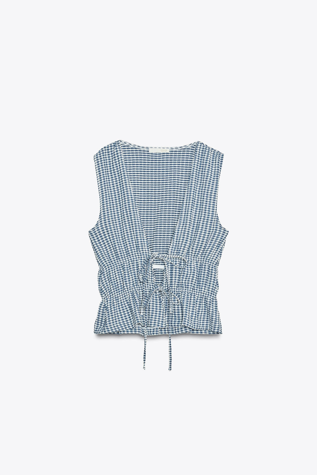 GINGHAM TOP WITH TIES - Zara фото 6