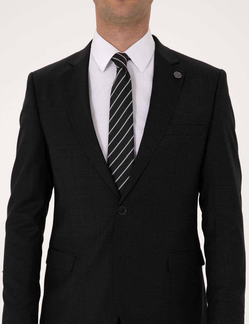Siyah Ex. Slim Fit Y_n Kar___ml_ Tak_m Elbise