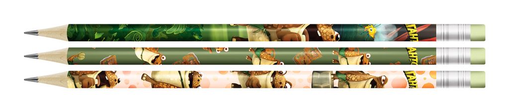 ВКФ Гигантозавр GGZ-3P-04 Набор графитных карандашей круглые с ластиком ОПП Мазу заточенный ТМ (HB) 10 х 3 шт. Hot Print