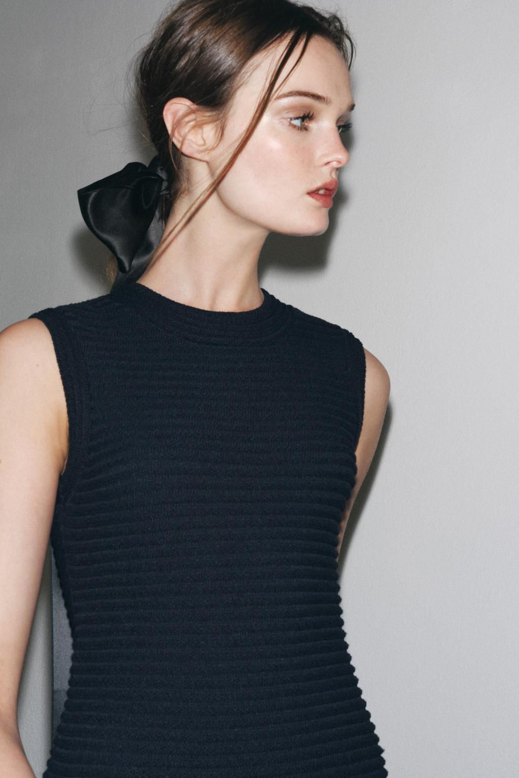 CHECK KNIT FRINGED DRESS - Zara фото 6