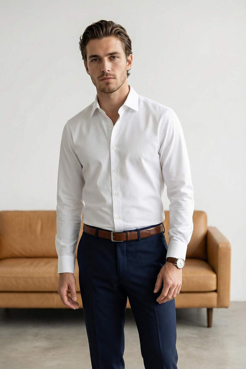 Lacivert Regular Fit Gabardin Dokulu Kolay Utulenebilir Erkek Gomlek TMNSS26GO00006 - Trendyolmilla фото 18